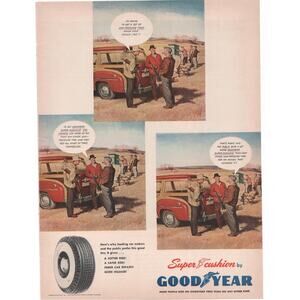 Goodyear Super Cushion Tire Magazine Advertisement 1940s Vintage Automobilia